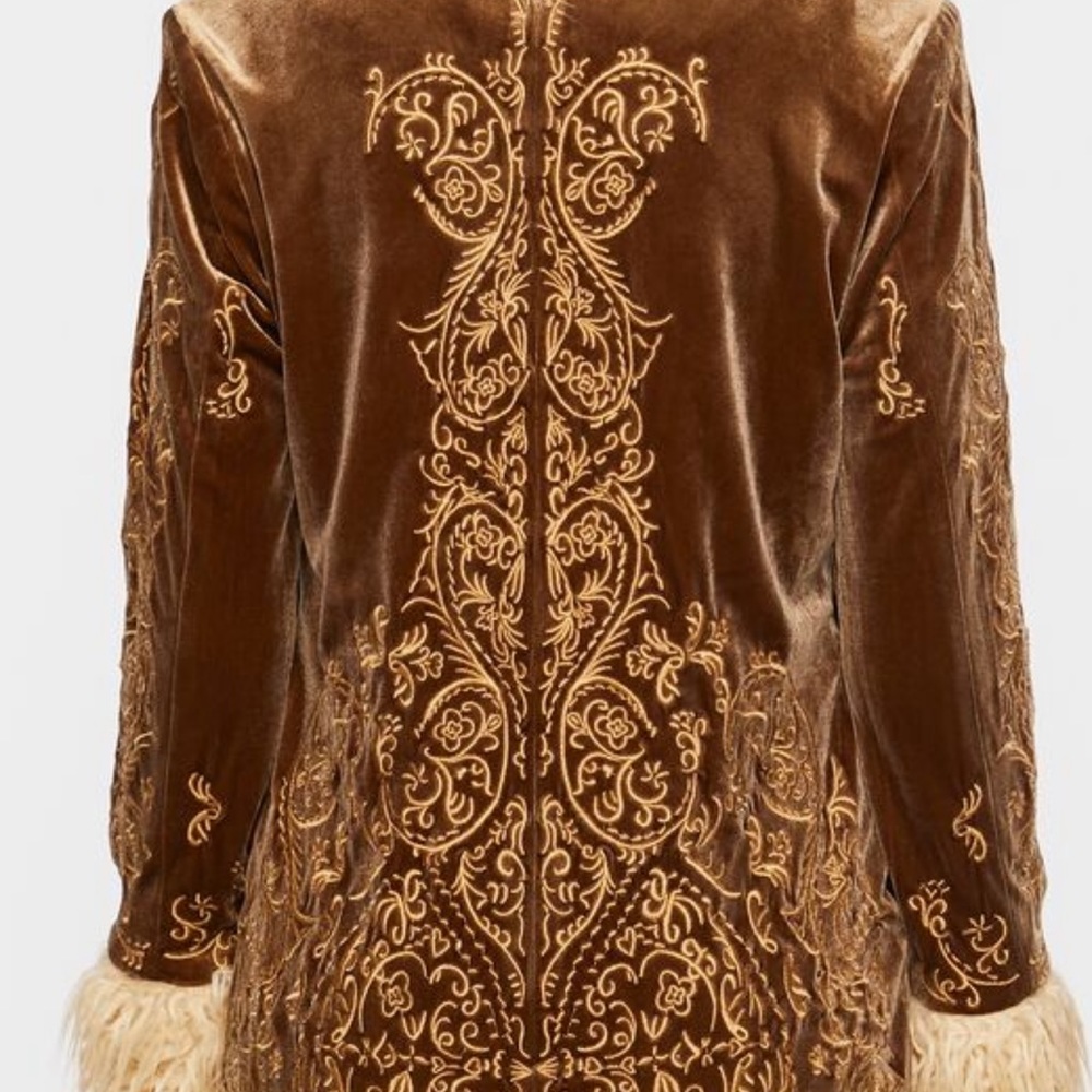 Faux Fur - Trim Embroidered Coat NWT - Picture 3 of 13